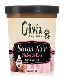 SAVON NOIR- PETALES DE ROSE-AMANDE DOUCE OLIVEA  250GR
